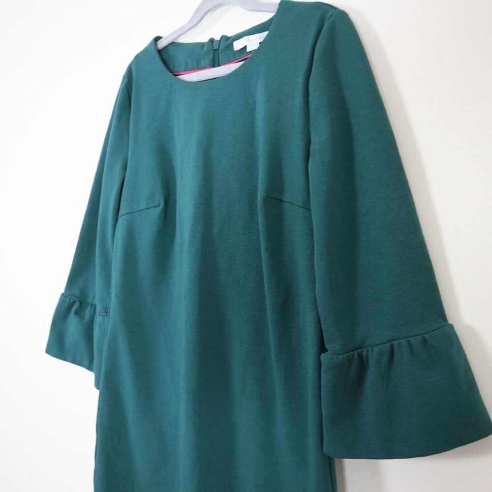 Boden US 2P Lavinia Ponte Knit Sheath Dress Flared Sleeve Green - Picture 5 of 11